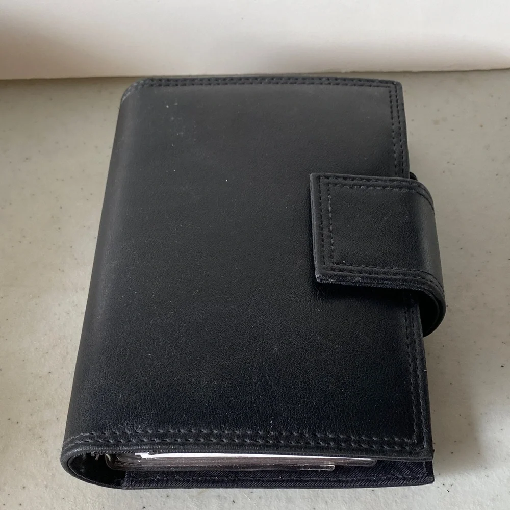 Vintage 2004 Black Leather Day Timer Organizer with Calculator - Picture 2 of 5